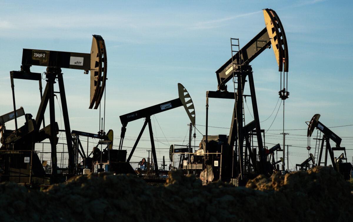 Pumpjacks operate while others stand idle in the Belridge Oil Field near McKittrick, Calif., on March 10, 2026. (Mario Tama/Getty Images)