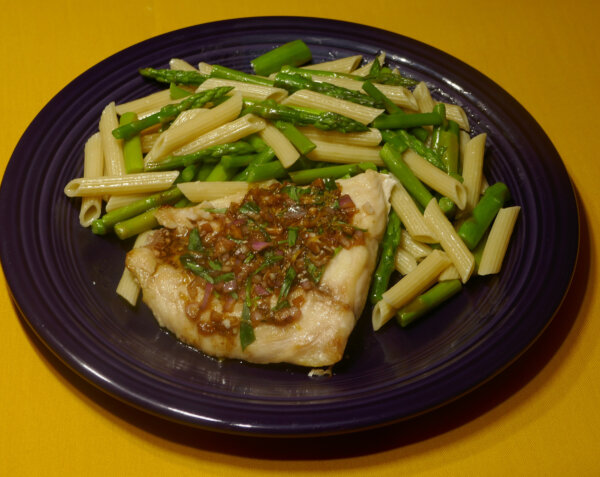 Lemon Tarragon Snapper With Asparagus and Penne