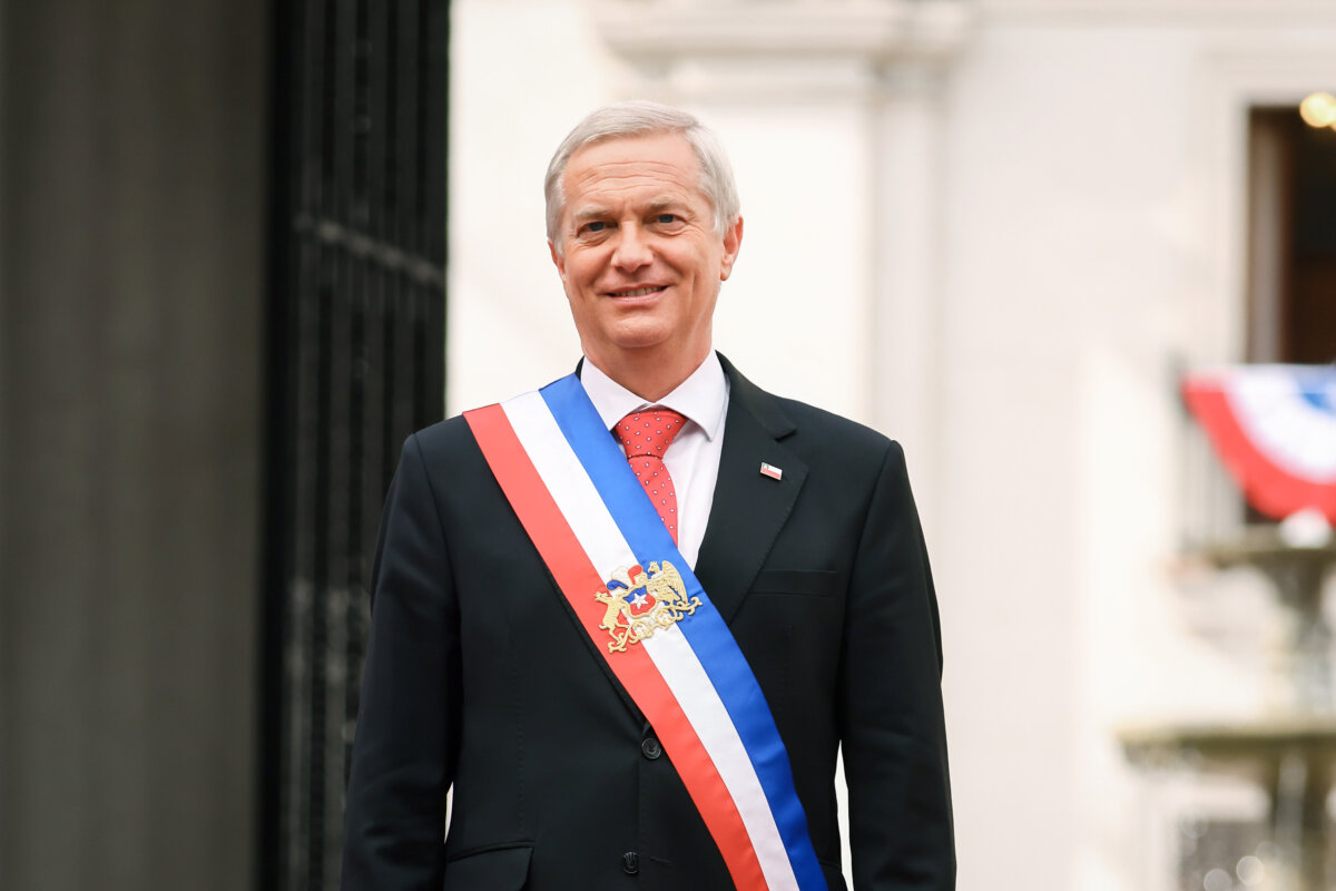 Newly elected Chilean President José Antonio Kast poses for the media at La Moneda Presidential Palace in Santiago, Chile, on March 12, 2026. (Marcelo Hernandez/Getty Images)