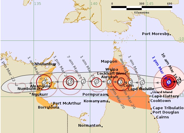 Screenshot from the Australian Bureau of Meteorology of Cyclone Narelle. (Courtesy of the Bureau of Meterology, Commonwealth Government)