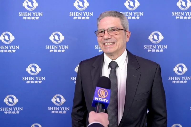 Alain Calvy at the Shen Yun performance in Amiens, France, on the evening of March 18, 2026. (NTD)