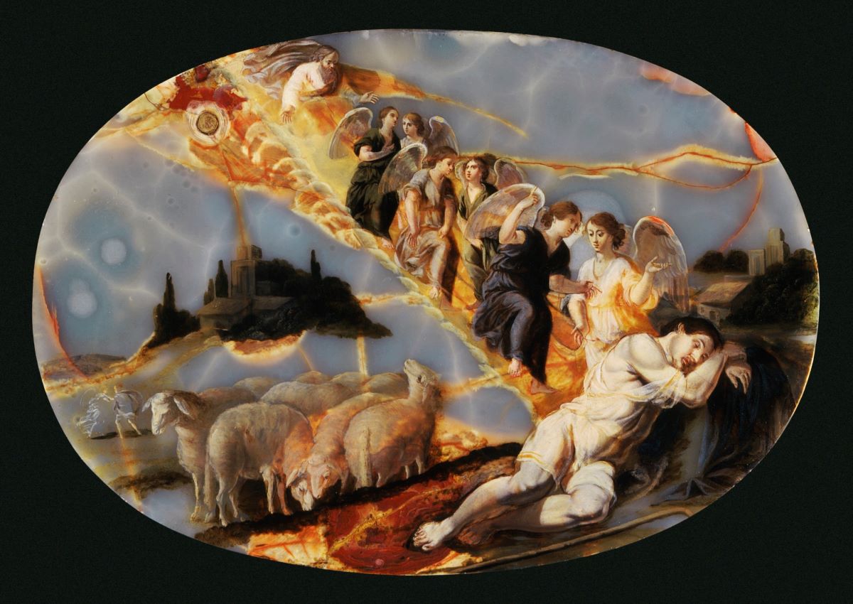 Jacob dreamt of a ladder to heaven, a goal humankind wishes to reach. "Jacob's Ladder," circa 1650, by Jacques Stella. (Public Domain)