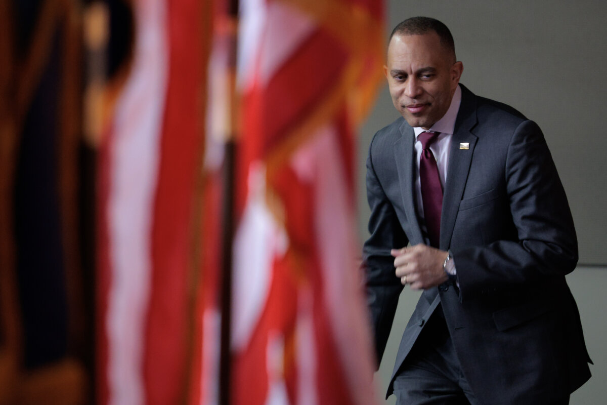House Minority Leader Hakeem Jeffries (D-N.Y.) holds a news conference in Washington on March 19, 2026. Jeffries was critical of President Donald Trump's attack on Iran and said the billions of dollars being spent on the fight in the Middle East would be better spent on social welfare programs and making life more affordable for Americans. (Chip Somodevilla/Getty Images)