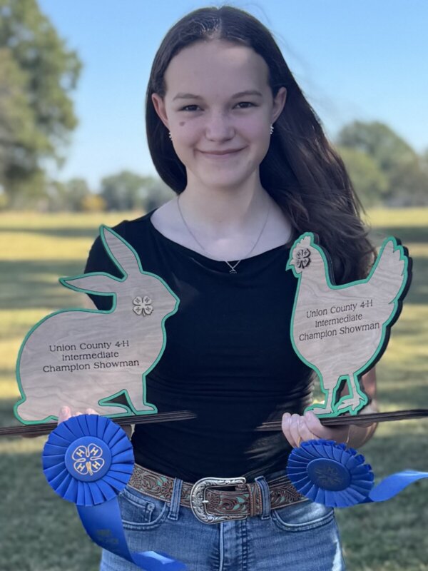 Isabella Worsnop, a freshman at Forest Hills High School in Marshville, N.C., displays awards she won at a local 4H event. (Courtesy of Rebecca Worsnop)
