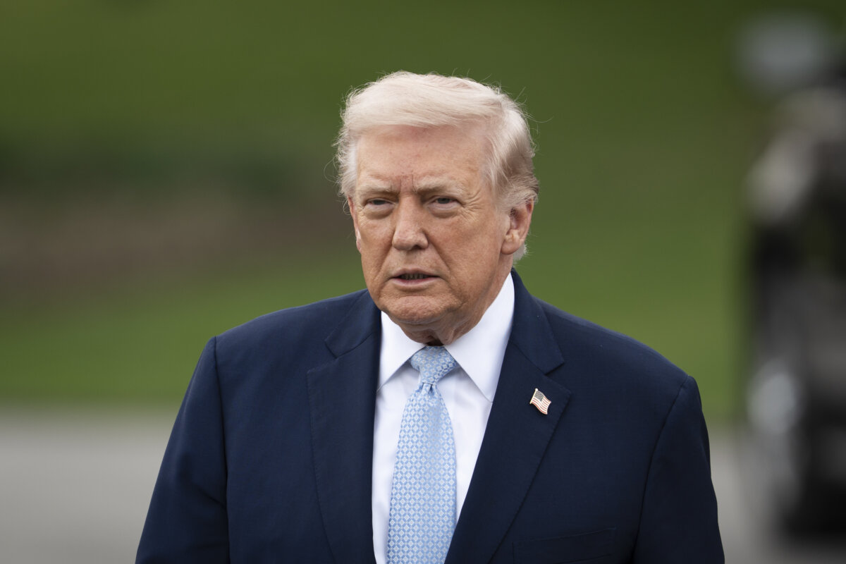 President Donald Trump departs the White House on March 20, 2026. (Madalina Kilroy/The Epoch Times)