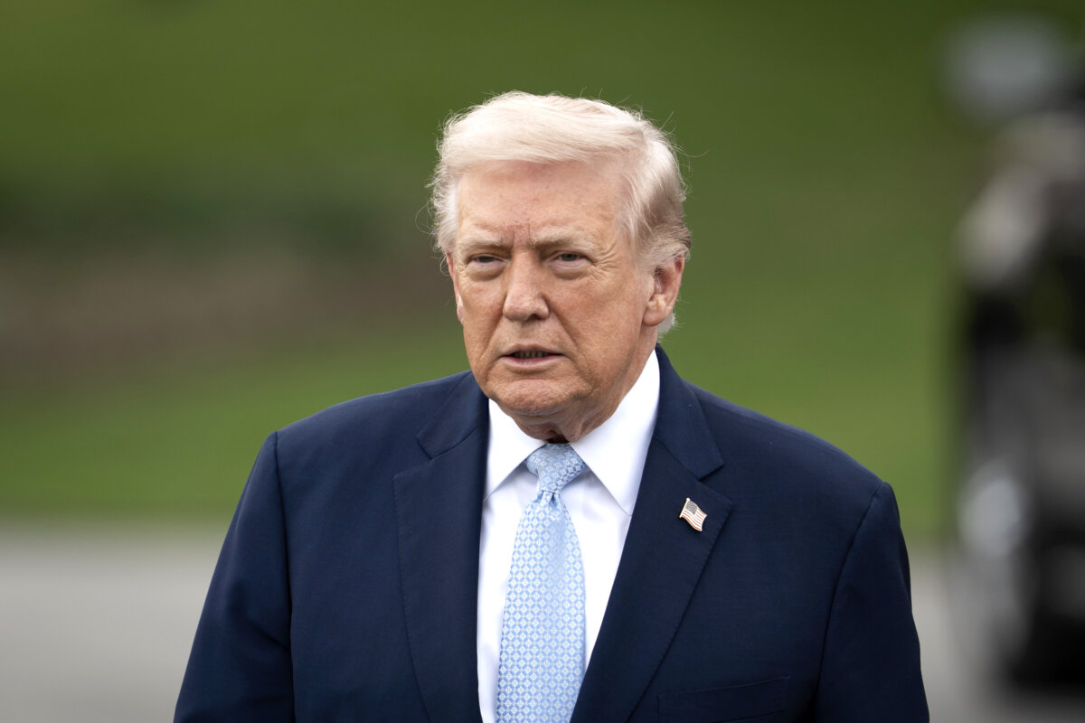 President Donald Trump departs the White House on March 20, 2026. (Madalina Kilroy/The Epoch Times)