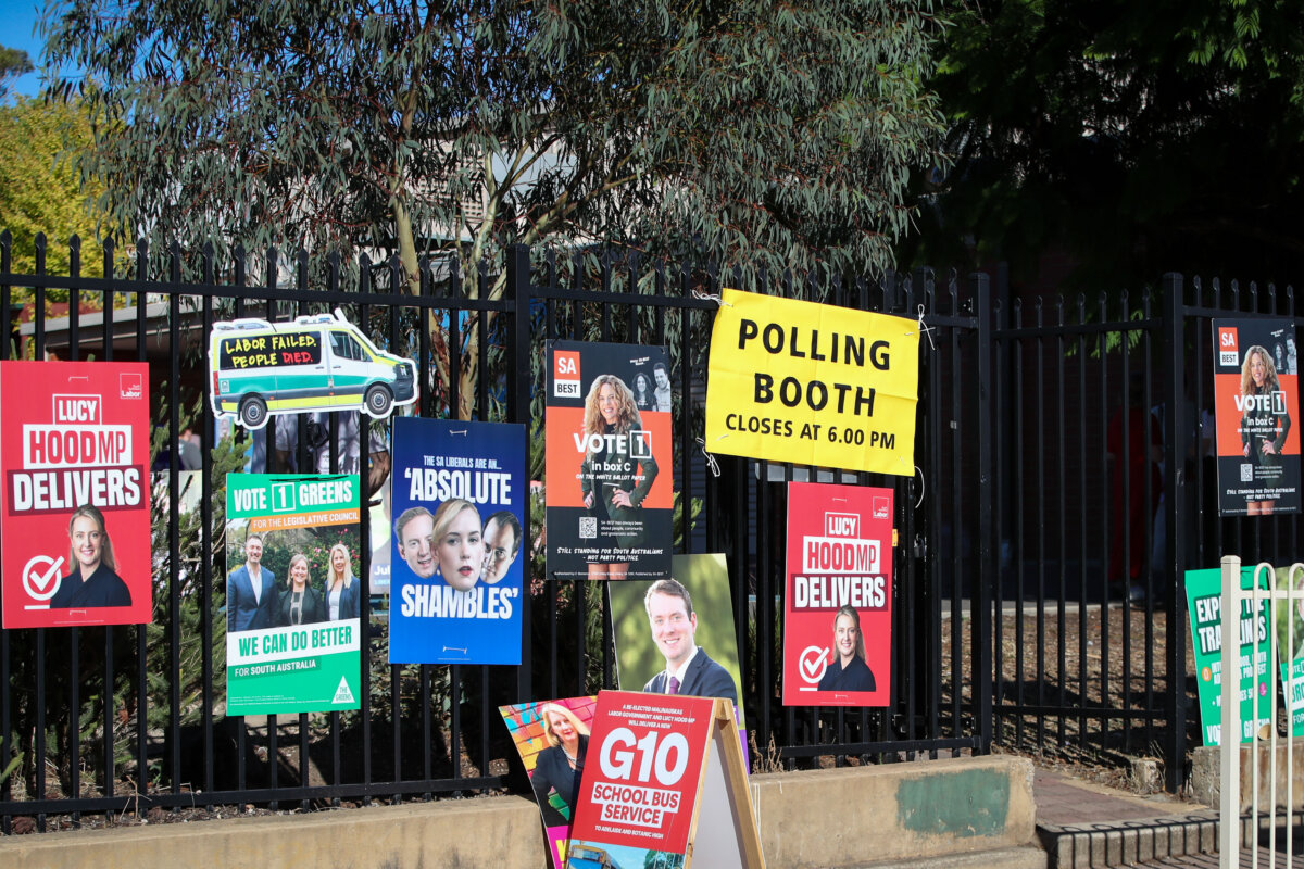General views during the South Australian state election in Adelaide, Australia, on March 21, 2026. (AAP Image/Matt Turner)