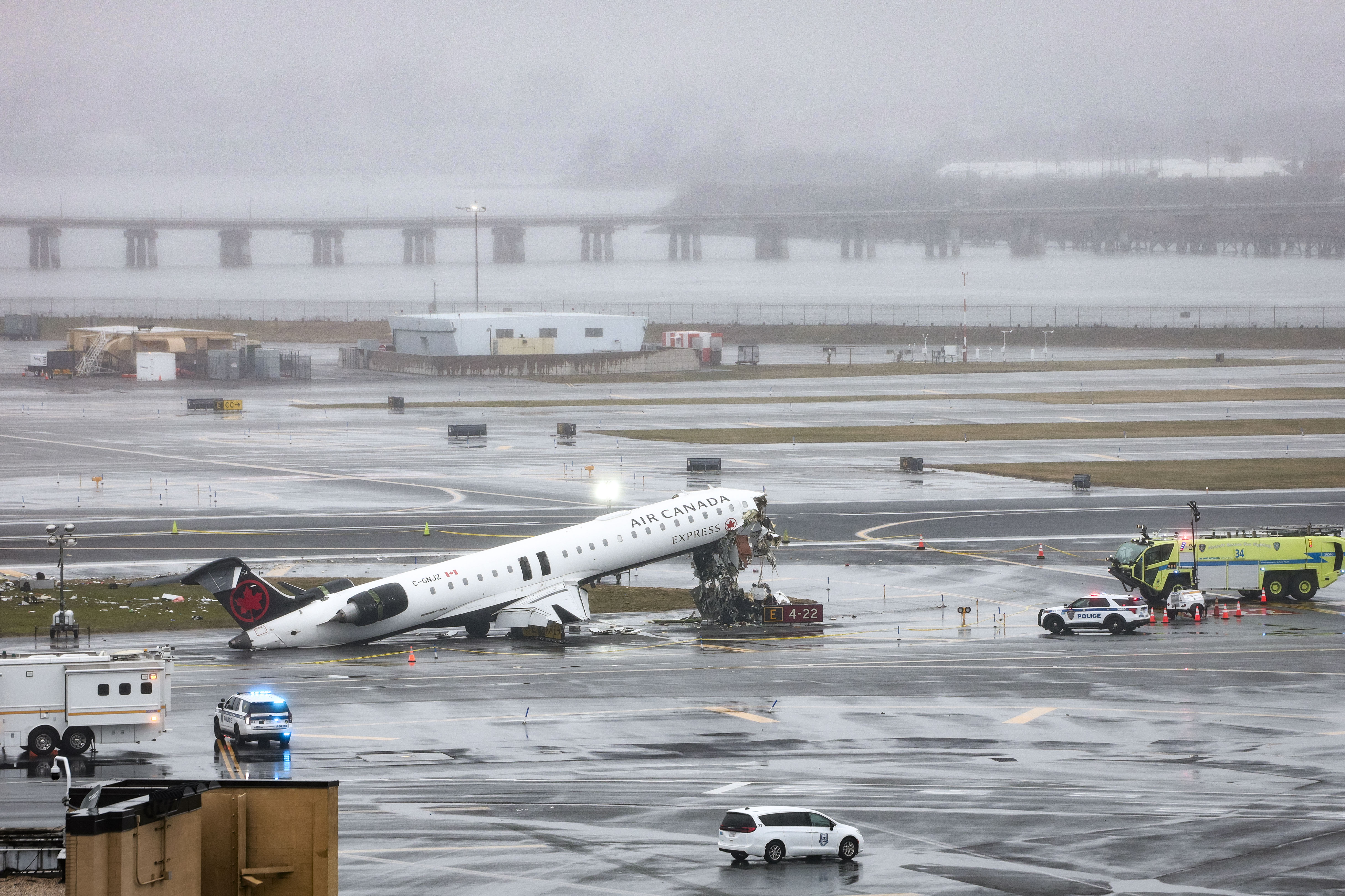 Day in Photos: Plane Collides With Fire Truck, ICE Deployed at Some Airports, and Dog at Tidal Basin in Washington