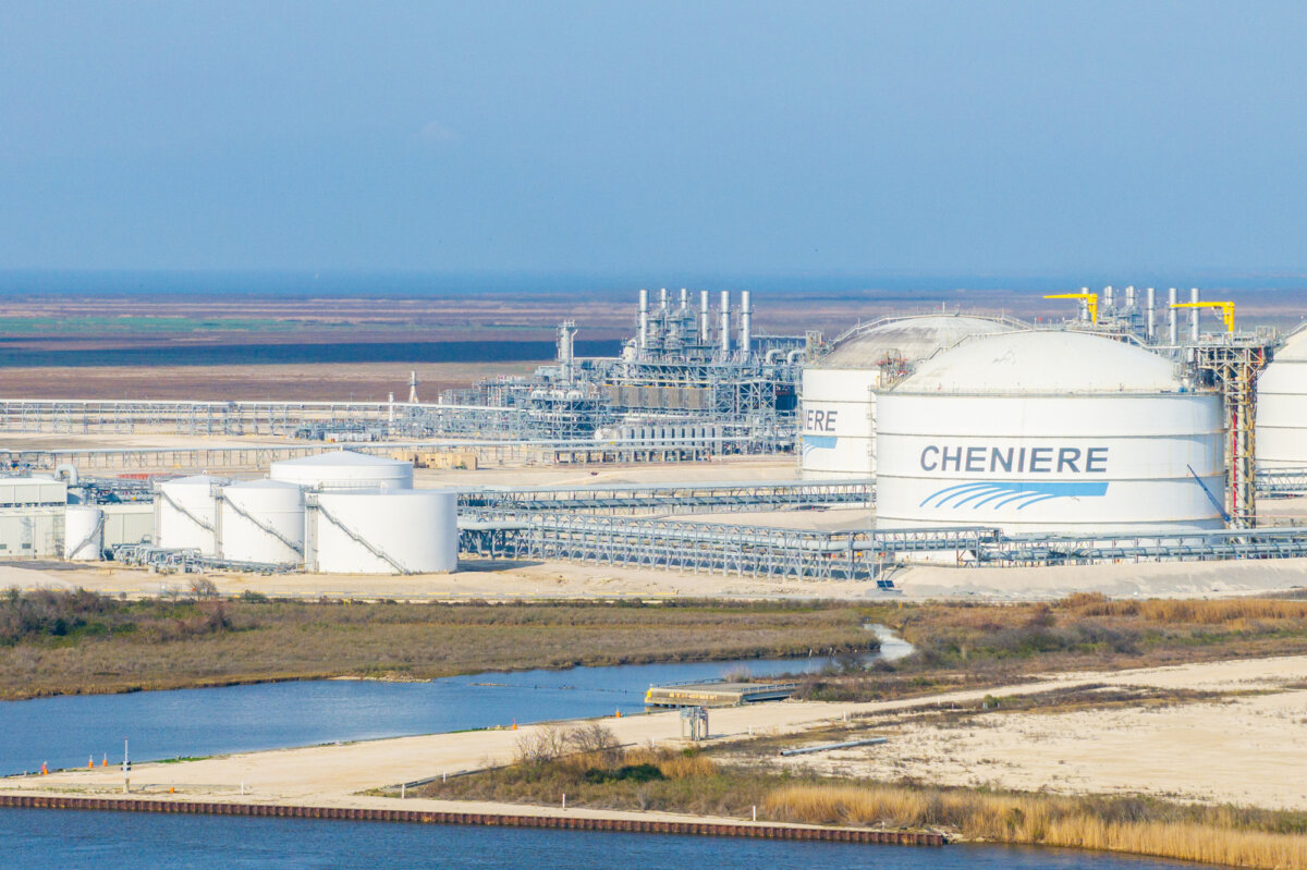 The Sabine Pass liquefied natural gas plant owned by Cheniere Energy in Cameron Parish, La., on Feb. 10, 2025. (Brandon Bell/Getty Images)