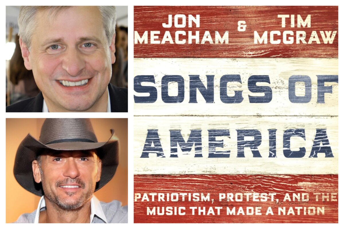 (Top) Jon Meacham, collaborated with Tim McGraw for "Songs of America: Patriotism, Protest, and the Music that Made a Nation." (Larry D. Moore/CC BY-SA 4.0; Steve Kwak/CC BY-SA 2.0)