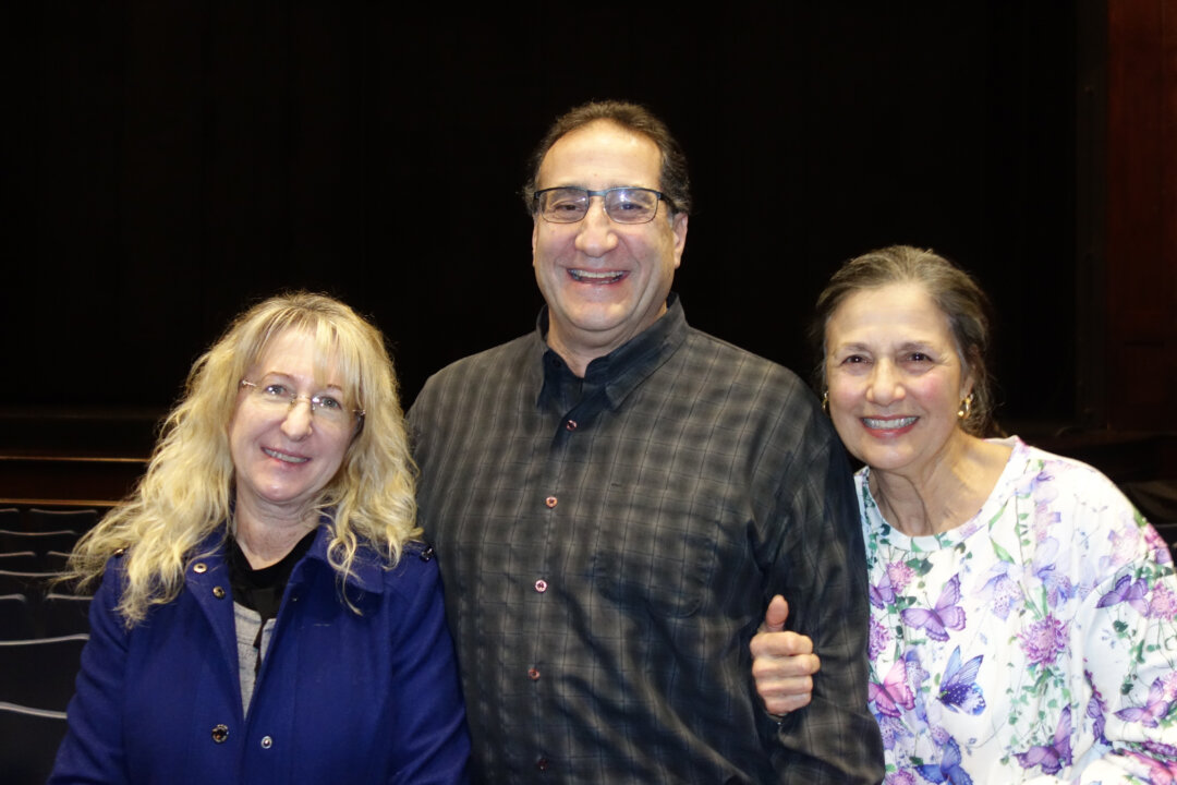Carol Ann Parisi, Mark Stacy, and Maria Planica at the Rosemont Theatre in Ill. on March 28, 2026. (Michael Huang/The Epoch Times)