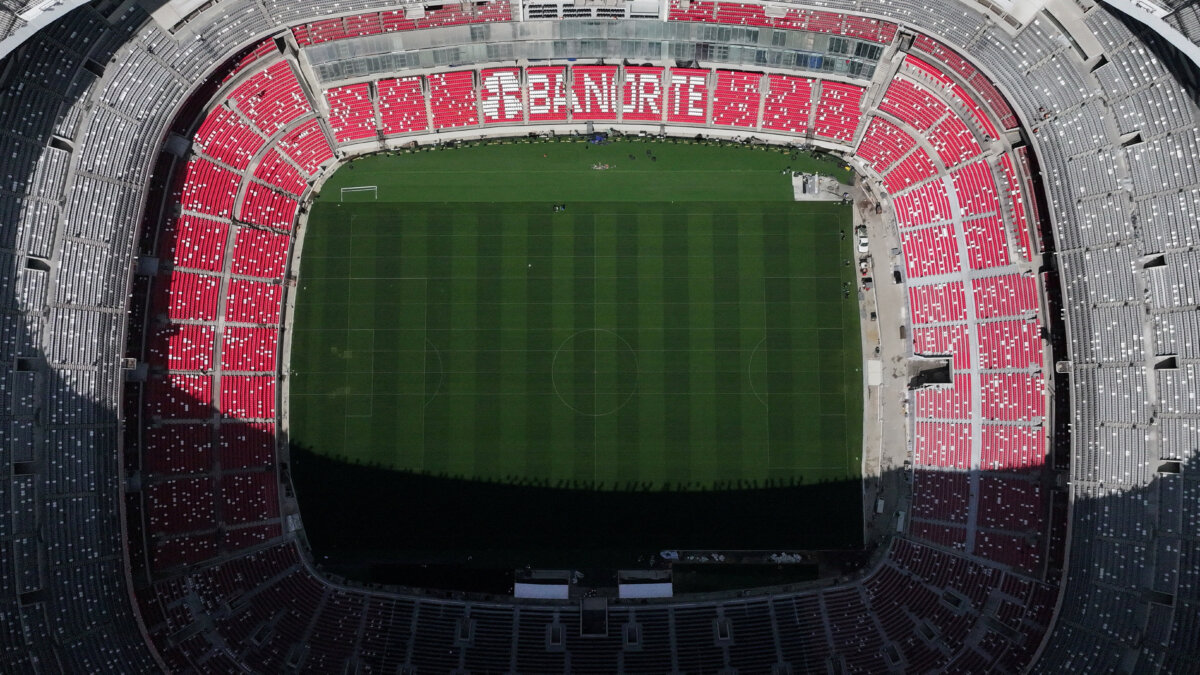A drone view of Azteca Stadium, officially renamed Banorte Stadium, as renovations continue ahead of the 2026 FIFA World Cup, jointly hosted by the United States, Canada and Mexico, in Mexico City, Mexico, March 26, 2026. (Diego Delgado/Reuters)