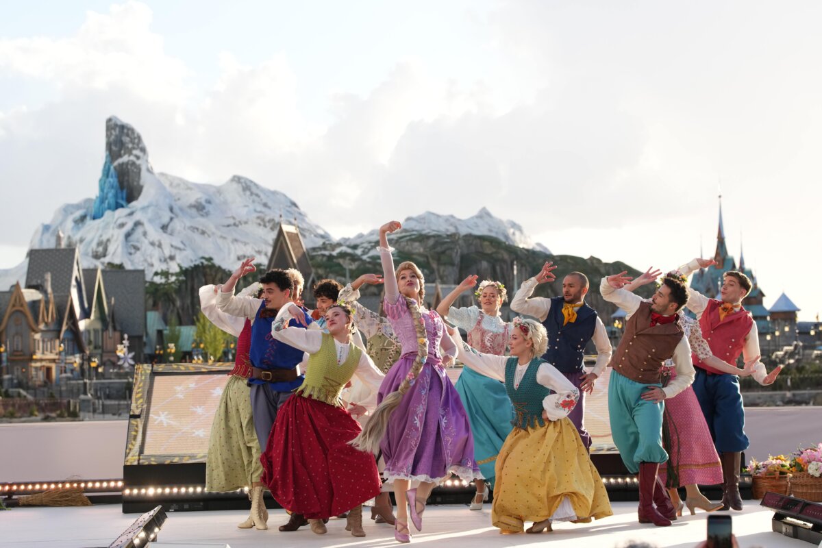 Dancers perform during the inauguration of Disney Adventure World and World Of Frozen at Disneyland Paris in Marne-la-Vallee, east of Paris, Saturday, March 28, 2026. (Christophe Ena/AP Photo)