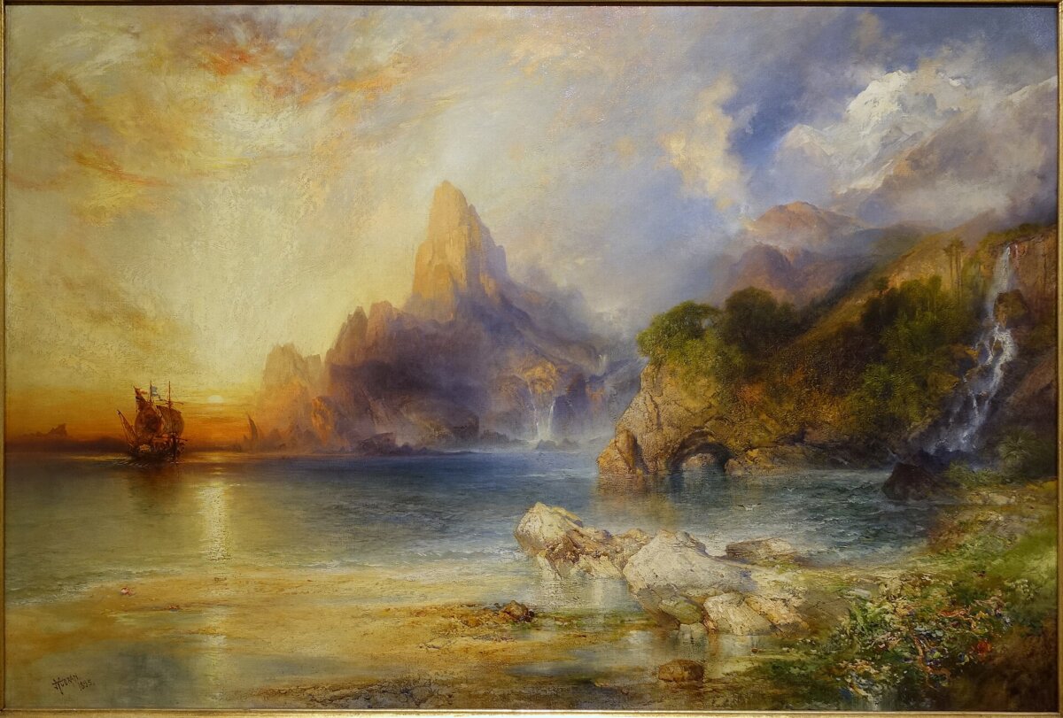"The Lotus Eaters," 1895, by Thomas Moran. Oil on canvas. Portland Museum of Art. Portland, Maine. (Public Domain)