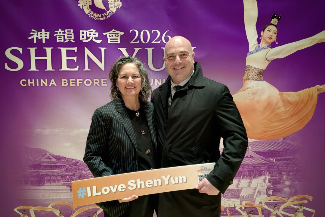 Simon B. Wolle with his wife, Stacia, attended Shen Yun's second performance at Toronto’s Four Seasons Centre for the Performing Arts on March 28, 2026. (Charlie Lu/The Epoch Times)