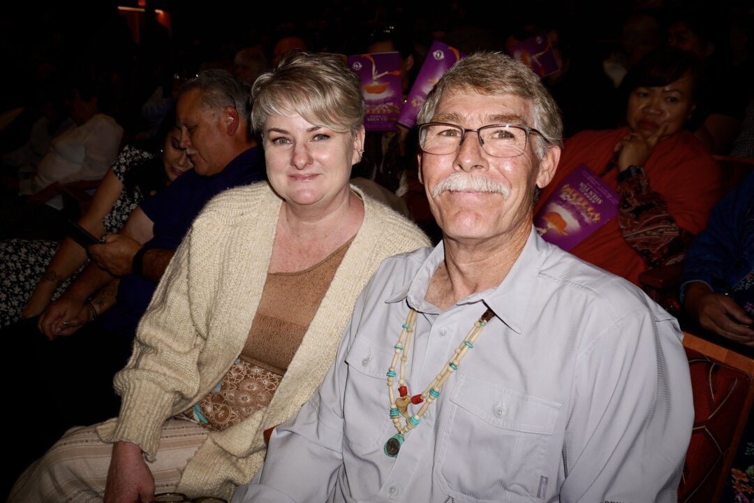 Jay Martin accompanied by his wife, Shannon, enjoyed a Shen Yun performance at the SAFE Credit Union Performing Arts Center in Sacramento, California, on March 28, 2026. (Lily Yu/The Epoch Times)