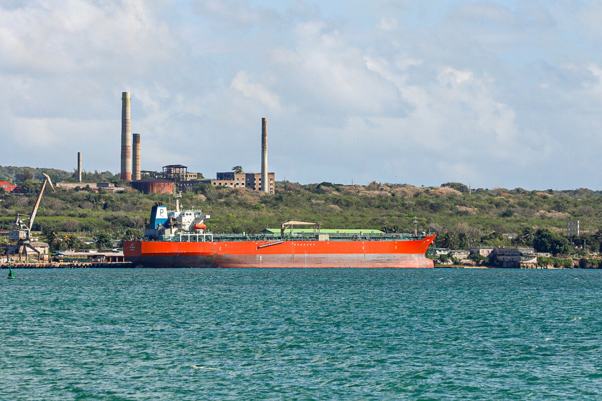 A tanker ship at the Supertanker Base in the Industrial Zone of the port of Matanzas, Cuba, on March 30, 2026. (AFP via Getty Images)