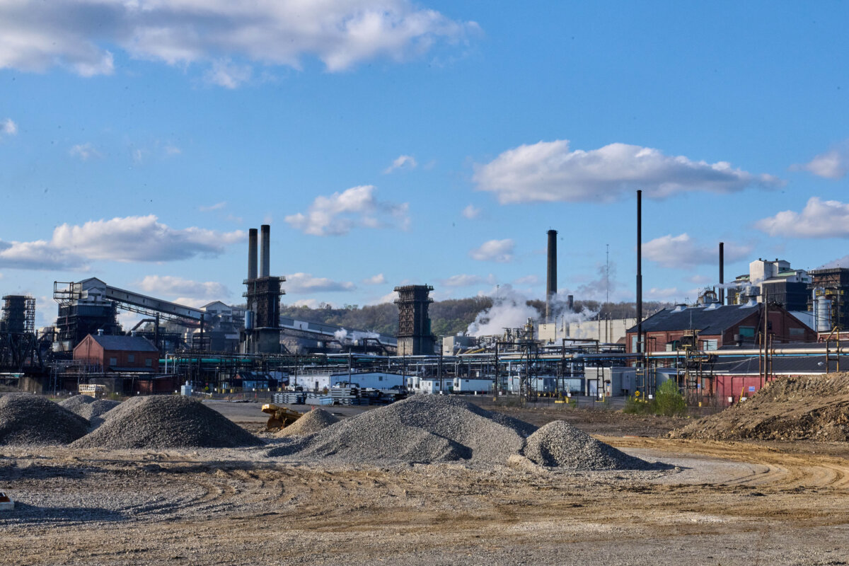 The US Steel Clairton Plant in Clairton, Pa. on April 8, 2024. (Dominic Пwinn /Middle East Images/AFP via Getty Images)
