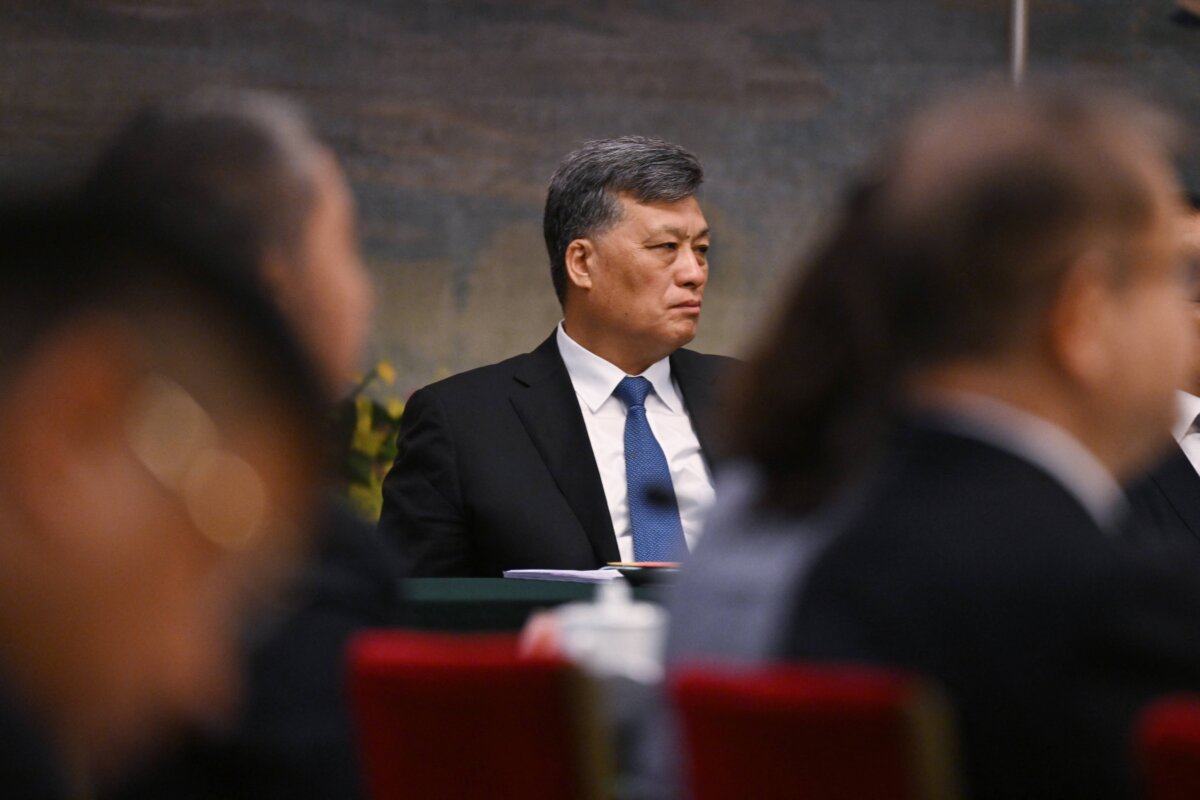 Xinjiang Communist Party Secretary Ma Xingrui attends the Xinjiang delegation meeting during the 14th National People's Congress (NPC) in Beijing on March 7, 2024. (Greg Baker/AFP via Getty Images)