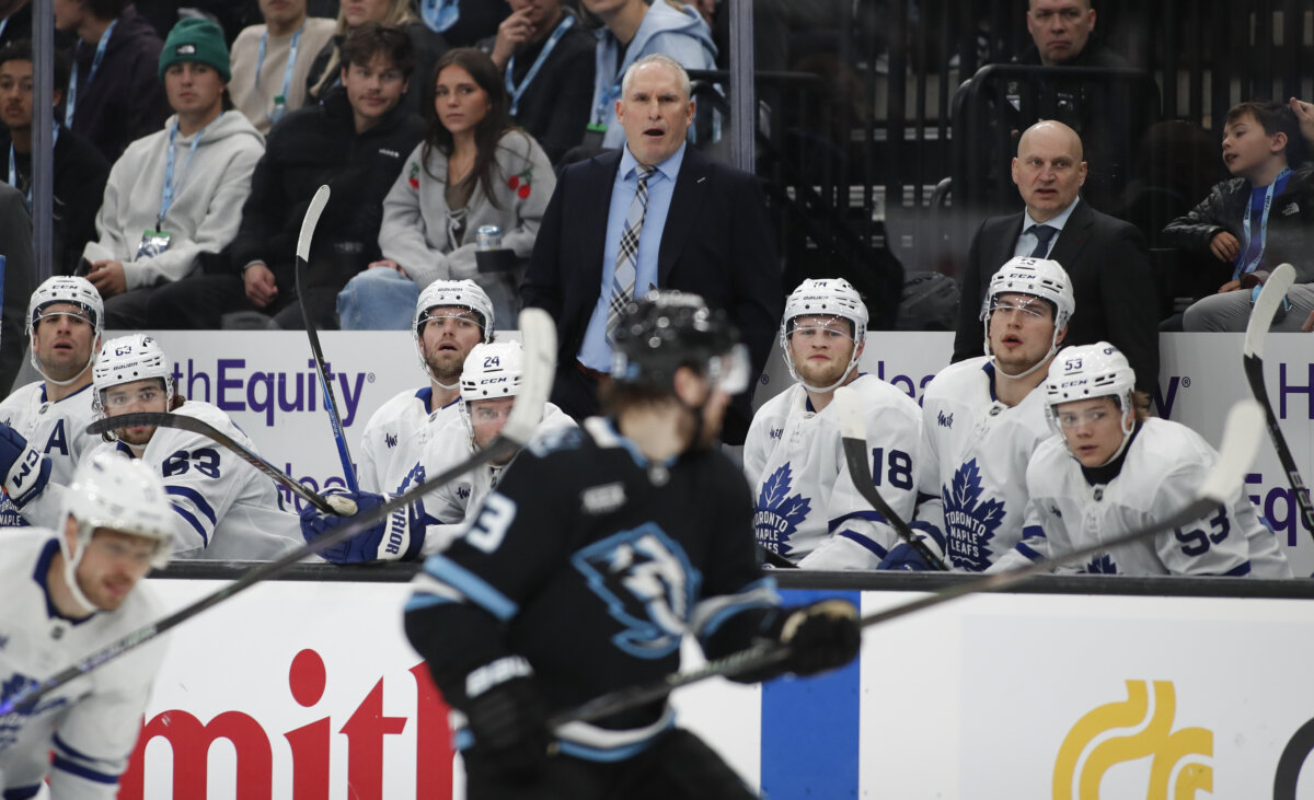 Head coach Craig Berube of the Toronto Maple Leafs during a game against the Utah Mammoth at the Delta Center in Salt Lake City on Jan. 13, 2026. (Chris Gardner/Getty Images)
