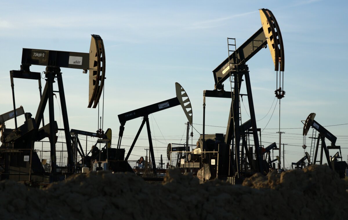 Pumpjacks operate while others stand idle in the Belridge oil field near McKittrick, Calif., on March 10, 2026. (Mario Tama/Getty Images)