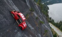 Portion of Park Closed as Volkswagen Shell Hangs on Rock Face in Squamish, BC