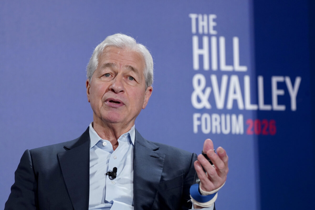 JPMorgan Chase CEO Jamie Dimon participates in the Wealth, Power, and the Next American Century panel during The Hill & Valley Forum 2026 at Andrew W. Mellon Auditorium in Washington on March 24, 2026. (Leigh Vogel/Getty Images The Hill & Valley Forum)