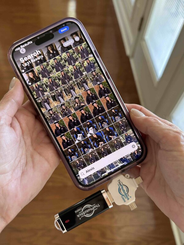 ThePhotoStick OMNI device automatically finds and saves ALL your photos, videos, and documents in your phone before disaster strikes.