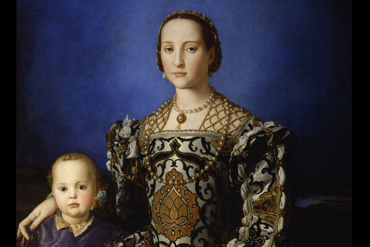 A detail of "Portrait of Eleonora di Toledo With Her Son Giovanni," 1544–1545, by Bronzino. Uffizi Galleries, Florence. (Public Domain)