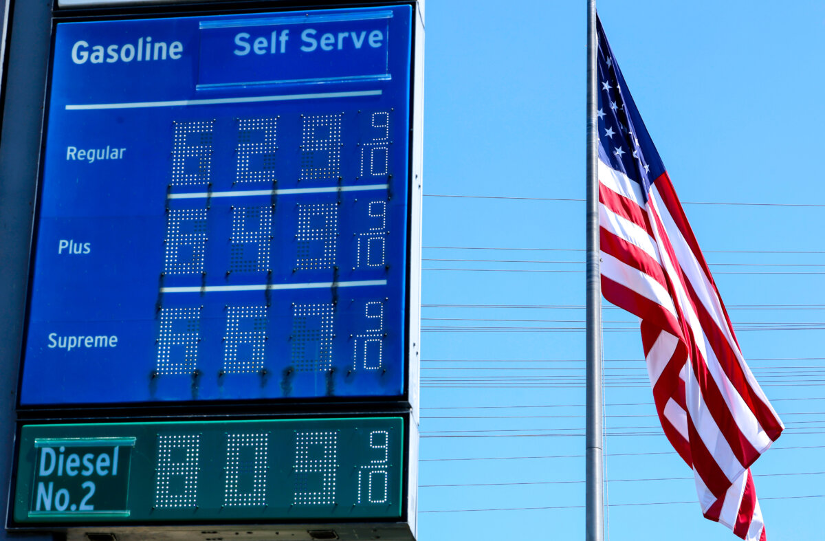 High gas prices are displayed at a Chevron gas station in El Segundo, California, on April 8, 2026. (Mario Tama/Getty Images)
