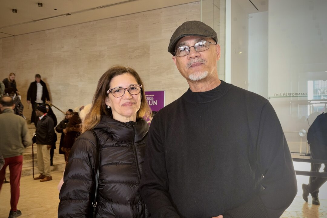 Edwin Castro and his wife enjoy Shen Yun Performing Arts at the Lincoln Center's David H. Koch Theater in New York City on April 9, 2026. (Xinxin Teng/The Epoch Times)