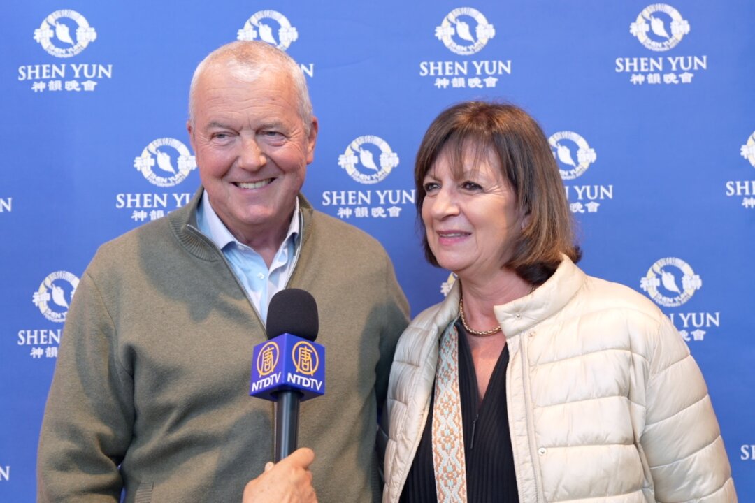 Gauthier and Florence Rubiconi at Shen Yun Performing Arts at the Amphithéâtre 3000 in Lyon, France, on April 7, 2026. (NTD)