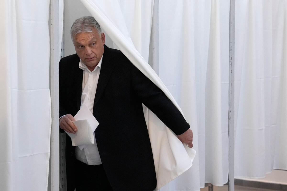 Hungary's Prime Minister Viktor Orbán prepares to cast his ballot at a polling station in Budapest, Hungary, on April 12, 2026. (Petr David Josek/AP Photo)