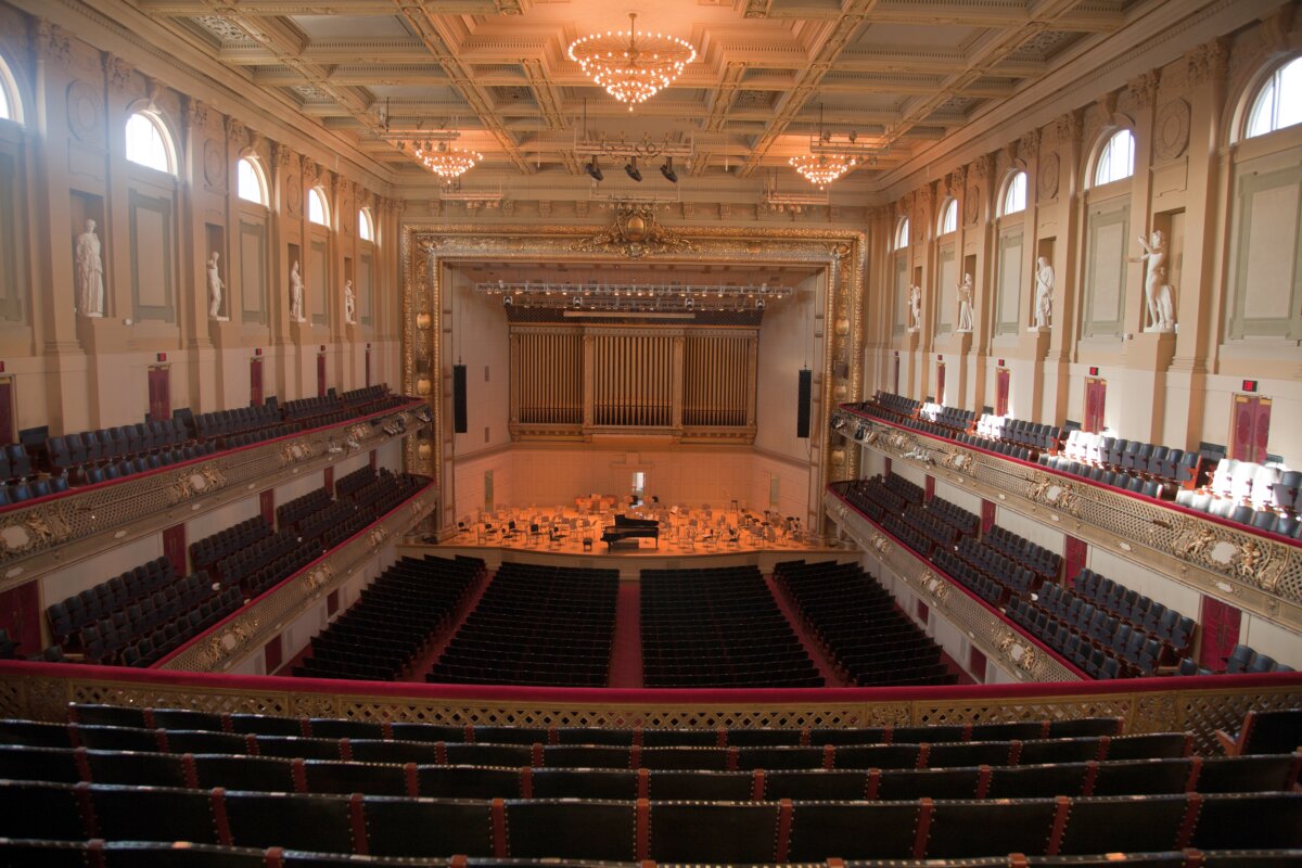 Elevated view of Symphony Hall, home of Boston Symphony Orchestra, in Boston, Mass. (Joseph Sohm/Shutterstock)