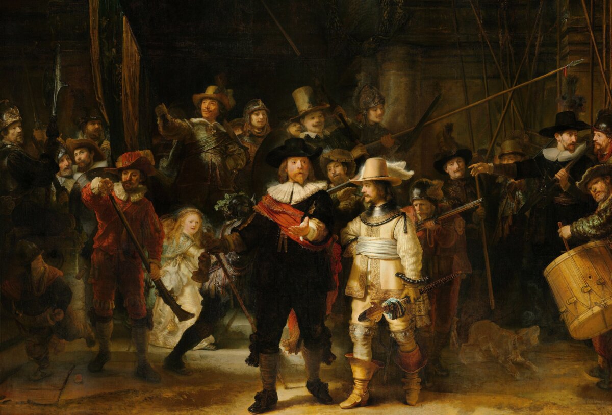 A cropped image of “The Night Watch,” 1642, Rembrandt van Rijn. Rijksmuseum in Amsterdam, Netherlands. (Public Domain)