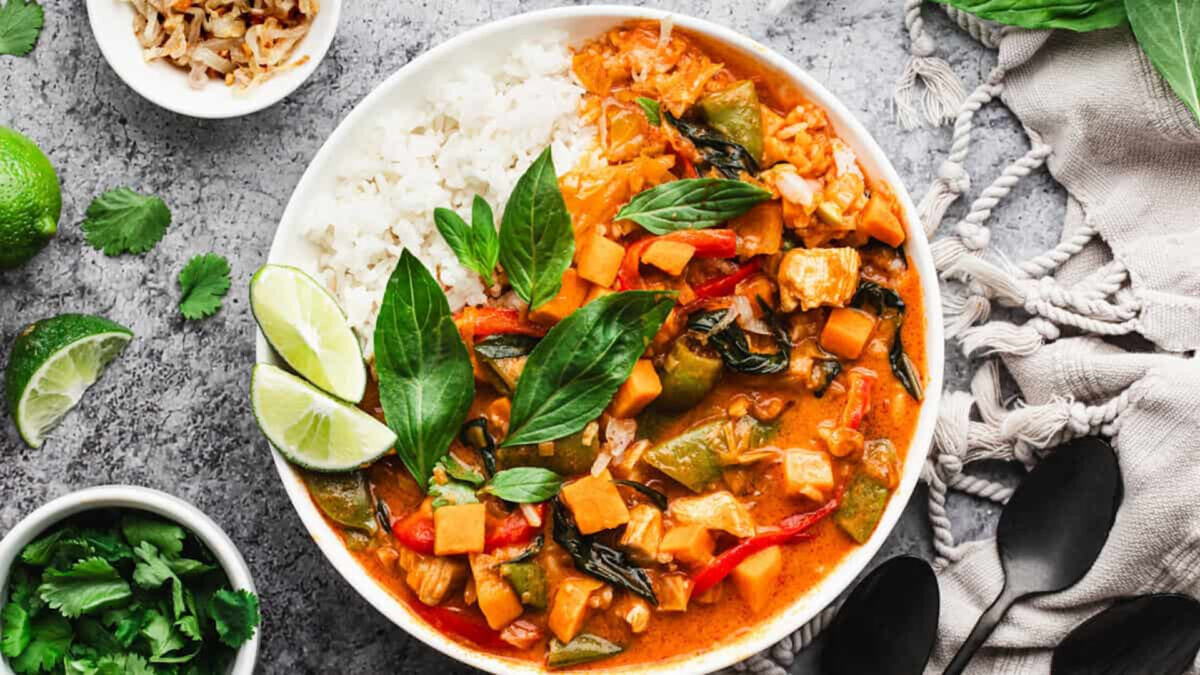 The best Thai Red Curry recipe is loaded with vegetables and is made in just one pot in 40 minutes! It's flavorful, healthy, and so addicting you will want to make it every week. (Lauren Allen)