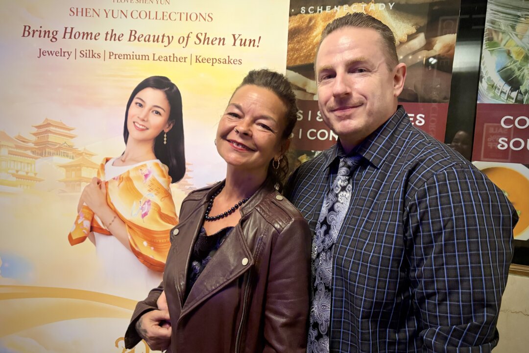 Raven and Robert Honsinger enjoyed Shen Yun's evening performance at Proctors Theatre on April 14, 2026. (Jeanette Wen/The Epoch Times)