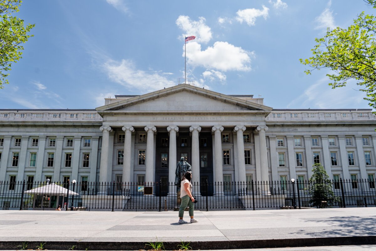The U.S. Department of the Treasury in Washington on June 30, 2025.(Madalina Kilroy/The Epoch Times)