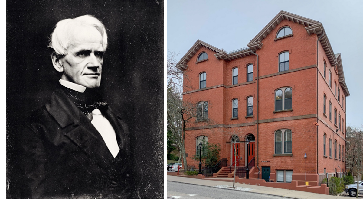 (Left) Horace Mann, 1871. (Right) Horace Mann House, Brown University, Mann's Alma Mater. (Public Domain)