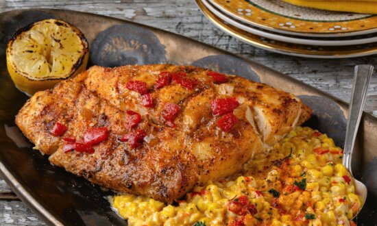 Grilled Red Snapper with Pisco Lime Sauce and Corn Maque Choux