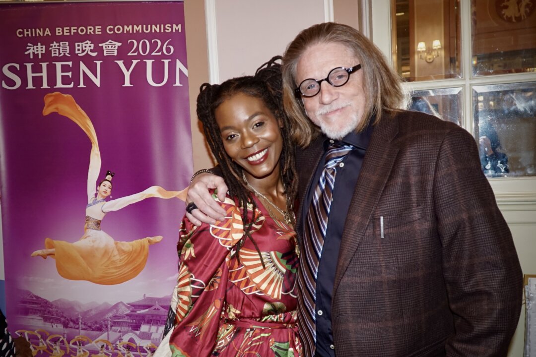 Brian Humble attends Shen Yun Performing Arts with his wife, Courtney Humble, at the Miller Theatre in Philadelphia on April 17, 2026. (Lily Sun/The Epoch Times)
