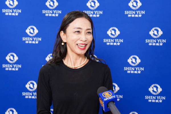 Oshio Rie attends Shen Yun Performing Arts at J:COM Hall Hachioji in Hachioji, Japan, on April 14, 2026. (Lu Yong/The Epoch Times)