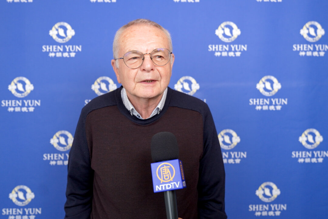 William Svoboda at the Grand Théâtre de Provence in Aix-en-Provence, France, where he attended Shen Yun Performing Arts on April 16, 2026. (NTD)