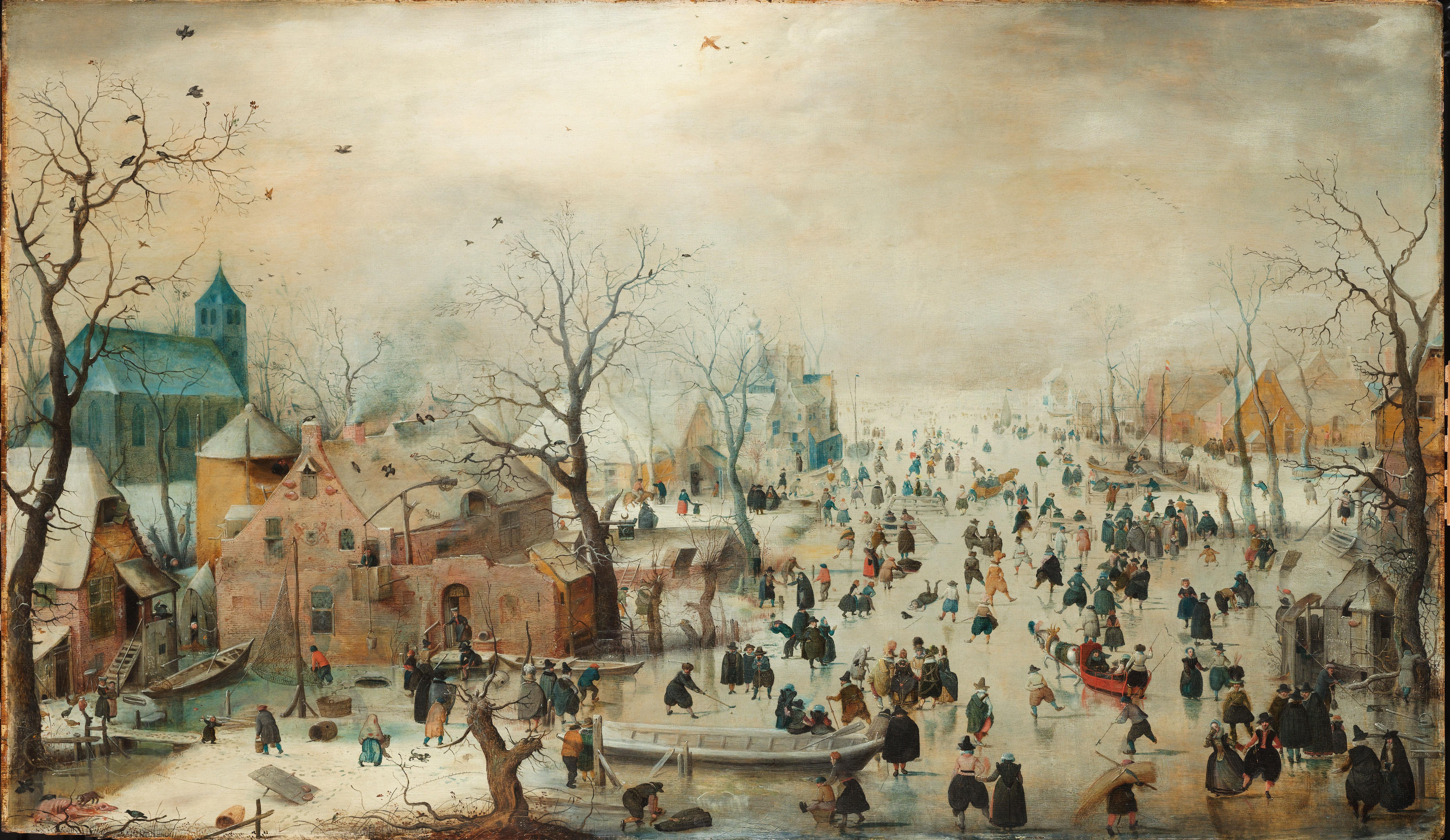 Winter Landscape with Ice Skaters