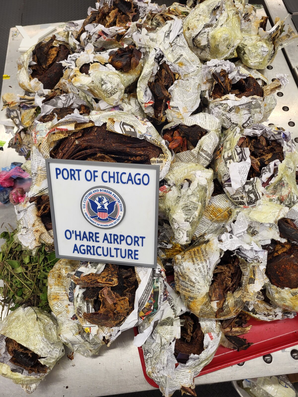 U.S. Customs and Border Protection seized more than 100 pounds of ruminant meat hidden in a Liberian traveler's luggage at Chicago O'Hare International Airport on April 11, 2026. (U.S. Customs and Border Protection)