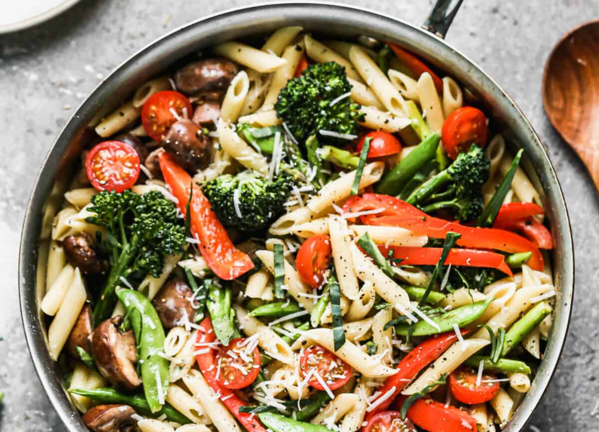 This easy Pasta Primavera recipe is packed with veggies and a creamy primavera sauce. It's fresh, healthy, and on your table in just 20 minutes. (Lauren Allen)
