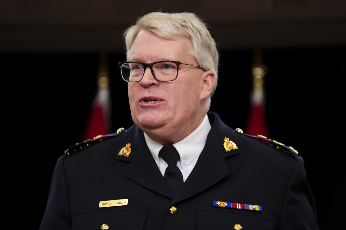 RCMP Senior Deputy Commissioner Bryan Larkin takes part in a press conference on Parliament Hill in Ottawa on March 7, 2025. (The Canadian Press/Sean Kilpatrick)