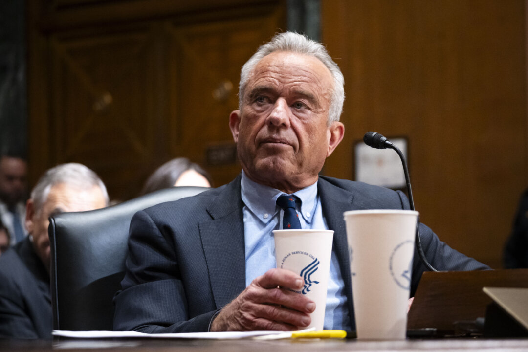 Health Secretary Robert Kennedy Jr. testifies on Capitol Hill in Washington on April 22, 2026. (Madalina Kilroy/The Epoch Times)