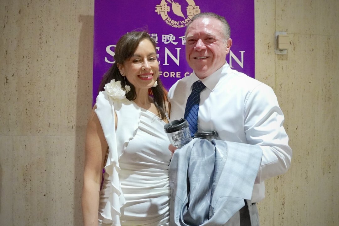 Monica Goolsby and Glenn Butorac enjoyed Shen Yun's evening show at the Chrysler Hall on April 22, 2026. (Sherry Dong/The Epoch Times)
