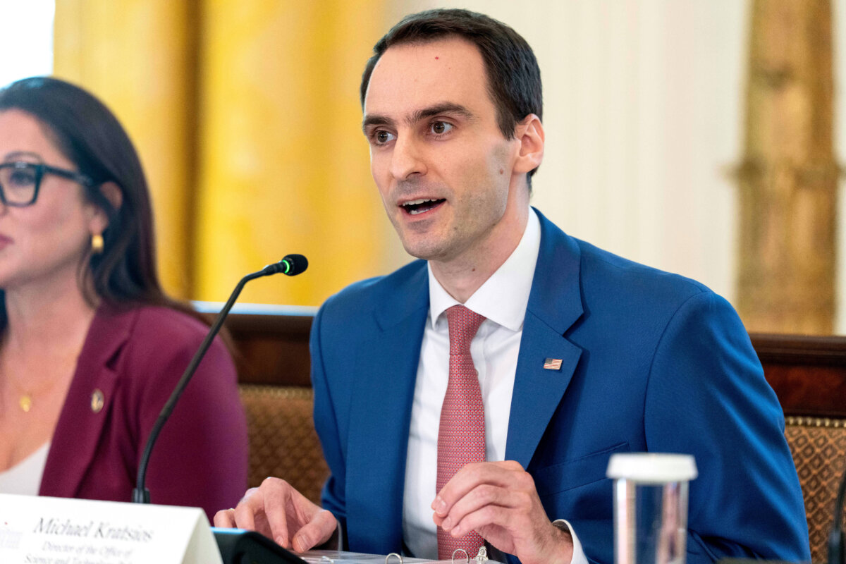 White House director of Science and Technology Policy Michael Kratsios speaks during a meeting of the White House Task Force on Artificial Intelligence Education in the East Room of the White House on Sept. 4, 2025. (Alex Brandon/AP Photo)